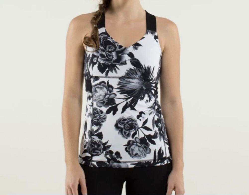Lululemon Women's Lululemon Push Ur Limits Tank Brisk Bloom Black White Black 4